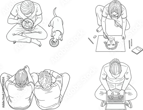 Overhead View of Daily Life