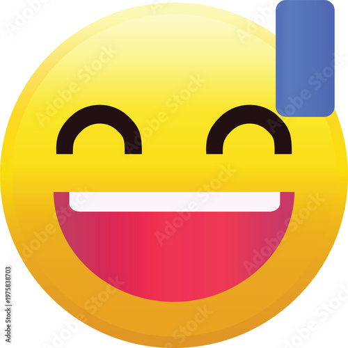Smiling Yellow Emoji with Blue Sweat Drop