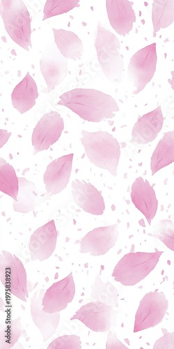 Light Peach Floral Bliss Delicate Sakura Petals Floating in a Tranquil Seamless Tile Design.