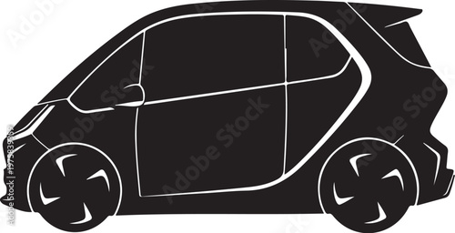 Black car, modern vehicle, electric automobile, eco-friendly transportation