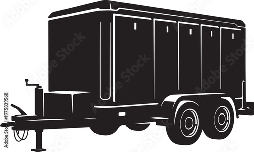 Black trailer, cargo trailer, utility trailer, vehicle icon, transportation symbol