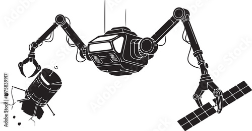 Robotic arms, mechanical grippers, industrial robotics, space technology, satellite handling