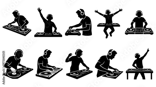 10 Man DJ Silhouette Vector Pack – Music Club & Party SVG Collection