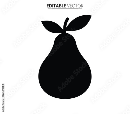 Simple black pear illustration on a white background a minimalist design silhouette