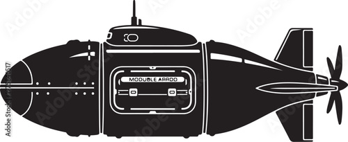 Black bomb, missile, aerial weapon, explosive device, vector illustration