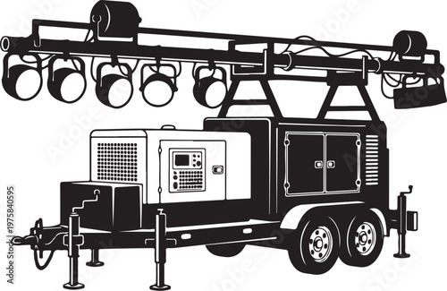 Mobile lighting truck, floodlight vehicle, construction equipment, industrial vehicle