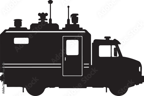 Fire truck, emergency vehicle, rescue truck, silhouette icon
