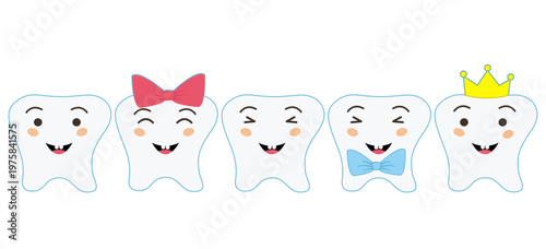 Cute calf's teeth on a white background, pediatric dentistry
