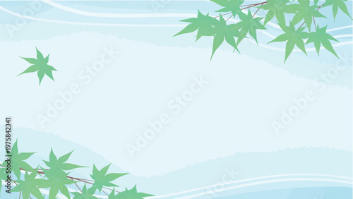 青紅葉の和風背景（16:9）ベクター｜落ち着いた初夏のバナー・動画・スライド素材