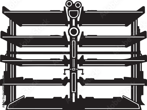 Industrial robotic arm, mechanical assembly line, factory automation, robotics vector
