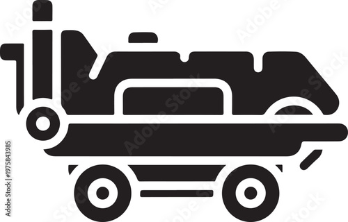 Car Transporter Truck, Vehicle Carrier Icon, Flat Black Silhouette, Transportation Symbol