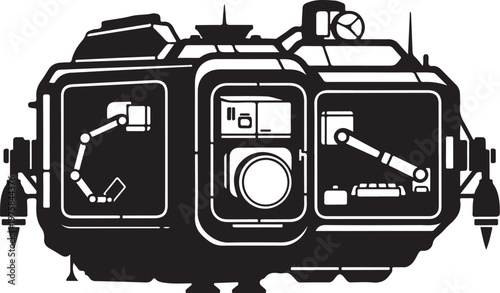 Industrial robotic arm, mechanical vector icon, automation equipment, robotics technology