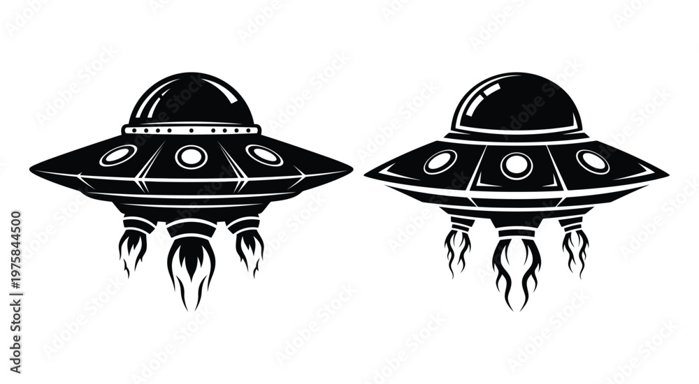 Fototapeta premium UFO Spaceship Vector Icon Set for Science Fiction Designs