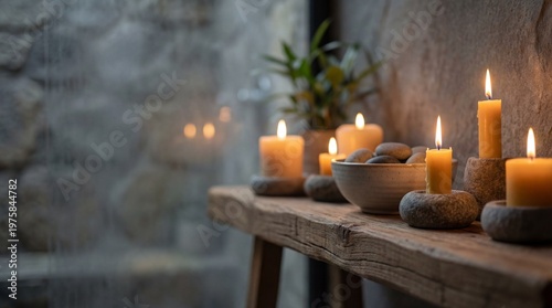 candles on a wooden table background 