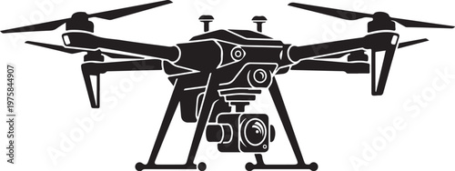 Drone, Aerial, Camera Drone, Black Vector Icon, Quadcopter, UAV