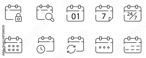 Callendar icon. Calendar planner icon collection. Reminder organizer event signs. Calendar notification icon. Business plan schedule. Stock vector