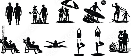 Beach Activities and Summer Leisure Silhouette Collection