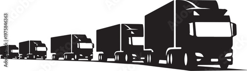 Truck, semi-truck, tractor-trailer, transportation icons, logistics symbols, fleet vehicles, black silhouette