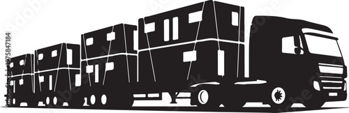 Truck, semi-truck, cargo truck, transportation, logistics, vector, black, silhouette, illustration,  transport, fleet