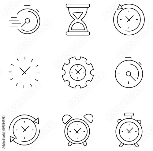 quick time icon, speed time vector icons set isolated on white background - vector illustration eps10