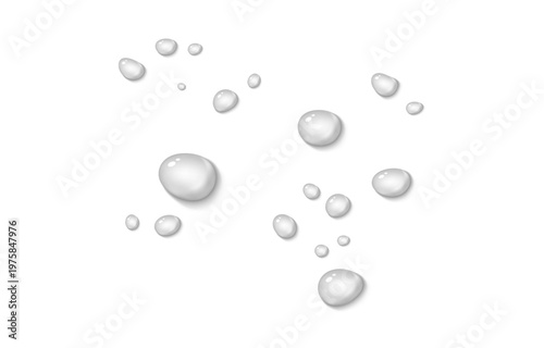 Realistic water drops PNG. Drops on surfaces, glass or windows after rain or from condensation. Water drops on an isolated transparent background.