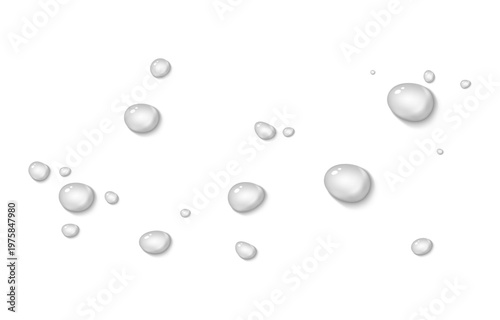 Realistic water drops PNG. Drops on surfaces, glass or windows after rain or from condensation. Water drops on an isolated transparent background.