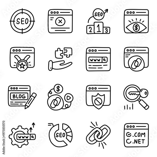 Set of Web and Seo Linear Icons 