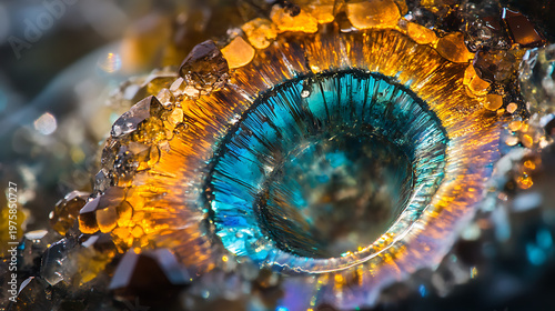 Macro studio image showing concentric light patterns inside headlight resembling gemstone layers 