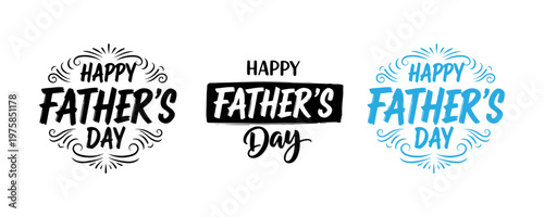 Happy father's day typography designs isolated on transparent background