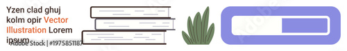 Free Download Education, productivity, reading, progress tracking, study tools, digital platforms. Stack of books, plant and progress bar. Education and productivity concept - GFXLoad