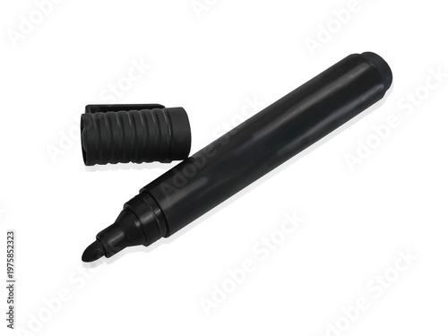 Photos Black permanent marker with open cap isolated on white background