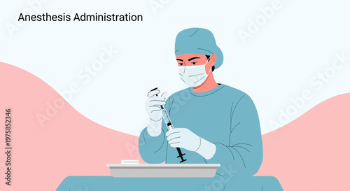 Anesthesiologist Preparing Syringe for Anesthesia Administration in Operating Room