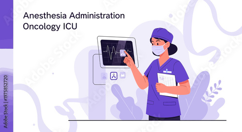 Anesthesiologist Administering Anesthesia in Oncology ICU with Medical Monitor