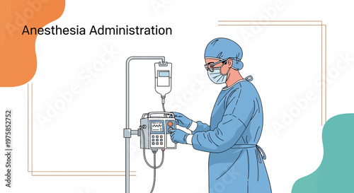 Anesthesiologist Administering Anesthesia in Operating Room with IV Drip