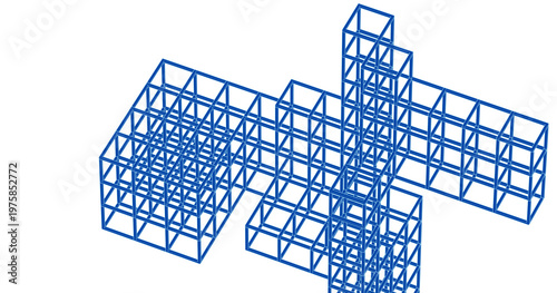 abstract architecture modular design 3d illustration