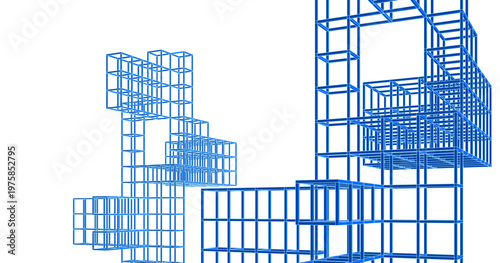 abstract architecture modular design 3d illustration