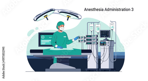 Anesthesiologist Administering Anesthesia in Operating Room with Medical Equipment