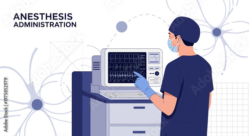 Anesthesiologist Administering Anesthesia in Operating Room with Monitoring Equipment