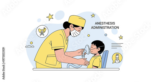 Anesthesiologist Administering Anesthesia to Child Patient Before Surgery