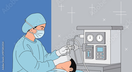 Anesthesiologist Administering Anesthesia to Patient Before Surgery in Operating Room