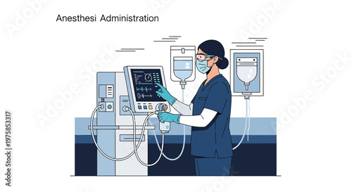 Anesthesiologist Administering Anesthesia Using Modern Medical Equipment in Operating Room