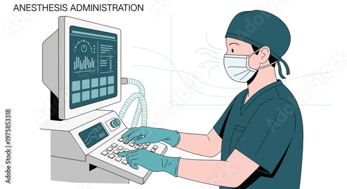 Anesthesiologist Administering Anesthesia Using Medical Equipment in Operating Room