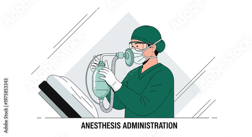 Anesthesiologist Administering Anesthesia with Breathing Circuit in Operating Room