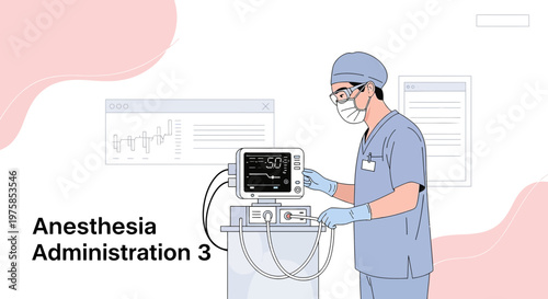 Anesthesiologist Administering Anesthesia with Monitoring Equipment in Operating Room