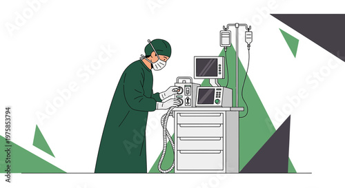 Anesthesiologist in Operating Room with Medical Equipment