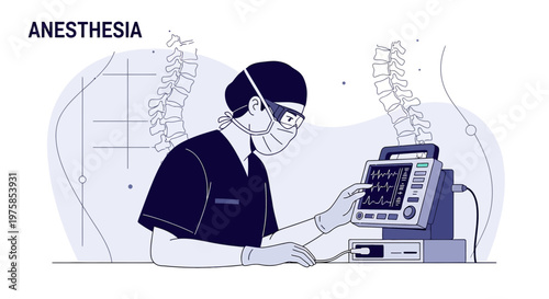 Anesthesiologist Monitors Patient Vital Signs During Surgery