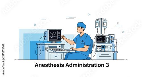 Anesthesiologist Monitors Patient Vitals During Surgery with Advanced Medical Equipment