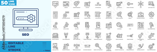 SEO Line Editable Icons set
