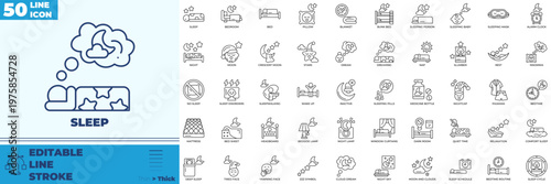 Sleep Line Editable Icons set