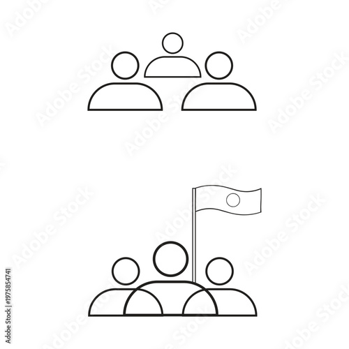 Photography Combines the core themes of teamwork and leadership while describing the primary visual elements like the flag